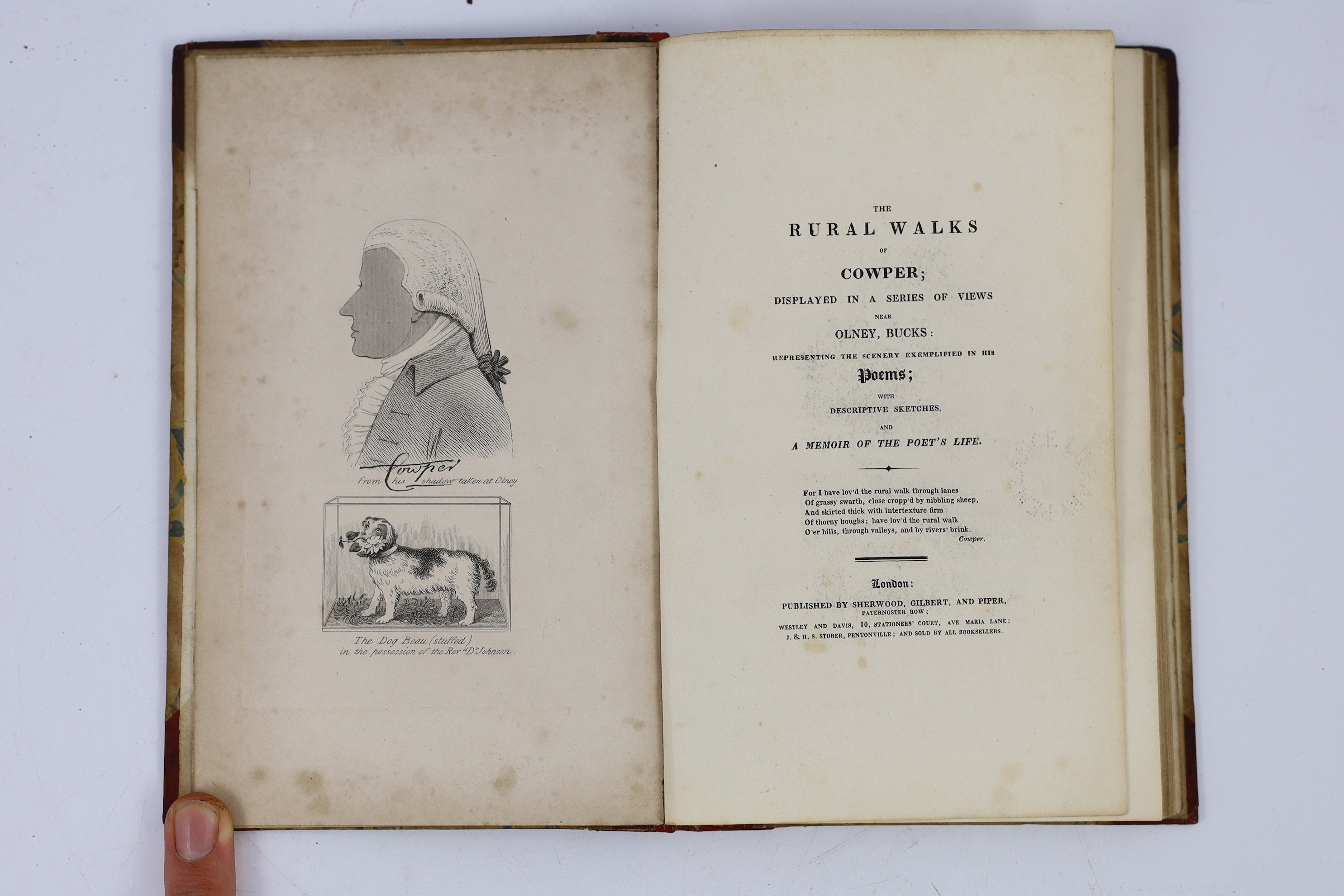 BUCKS: (Storer, James) The Rural Walks of Cowper; displayed in a series of views near Olney, Buckinghamshire ... with Descriptive Sketches, and a Memoir of the Poet's Life ... 16 plates, half title; old marbled boards wi